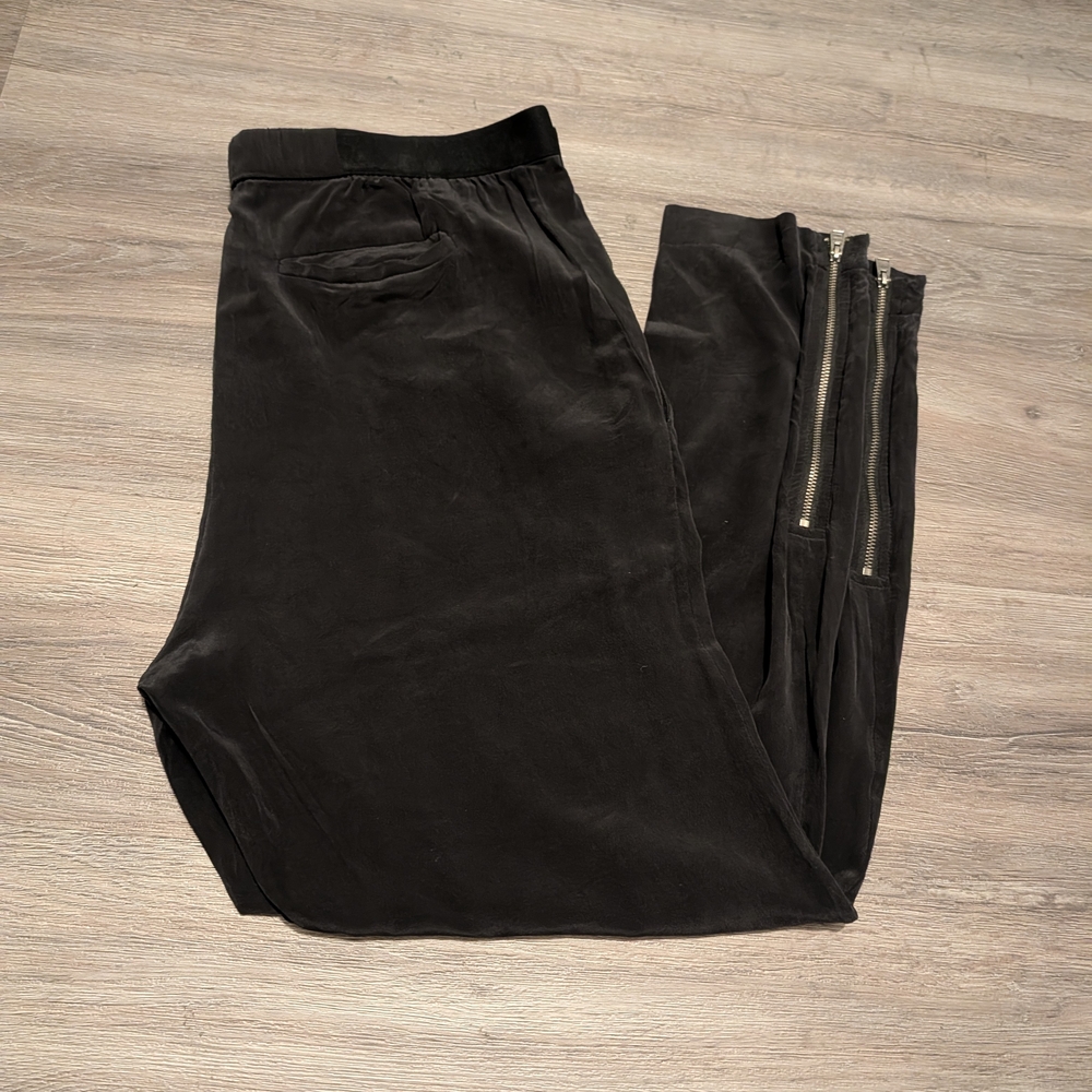 All Saints Black Joggers with Zipper Accents